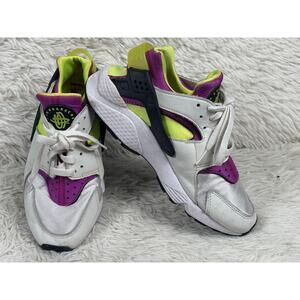 Nike Air Huarache Shoes Womens Size 8 White Purple Volt DH4439-101 Sneakers